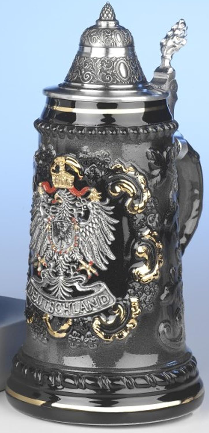 Traditional German Beer Stein Pewter Deutschland Eagle