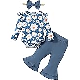 SUNNY PIGGY Baby Girl Clothes Newborn Infant Outfits Ruffle Long Sleeve Romper Pants Set with Headband