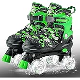 Kuxuan Skates Boys and Girls Camo Adjustable Roller Skates with Light up Wheels, Fun Illuminating Rollerskate for Kids Girls Youth