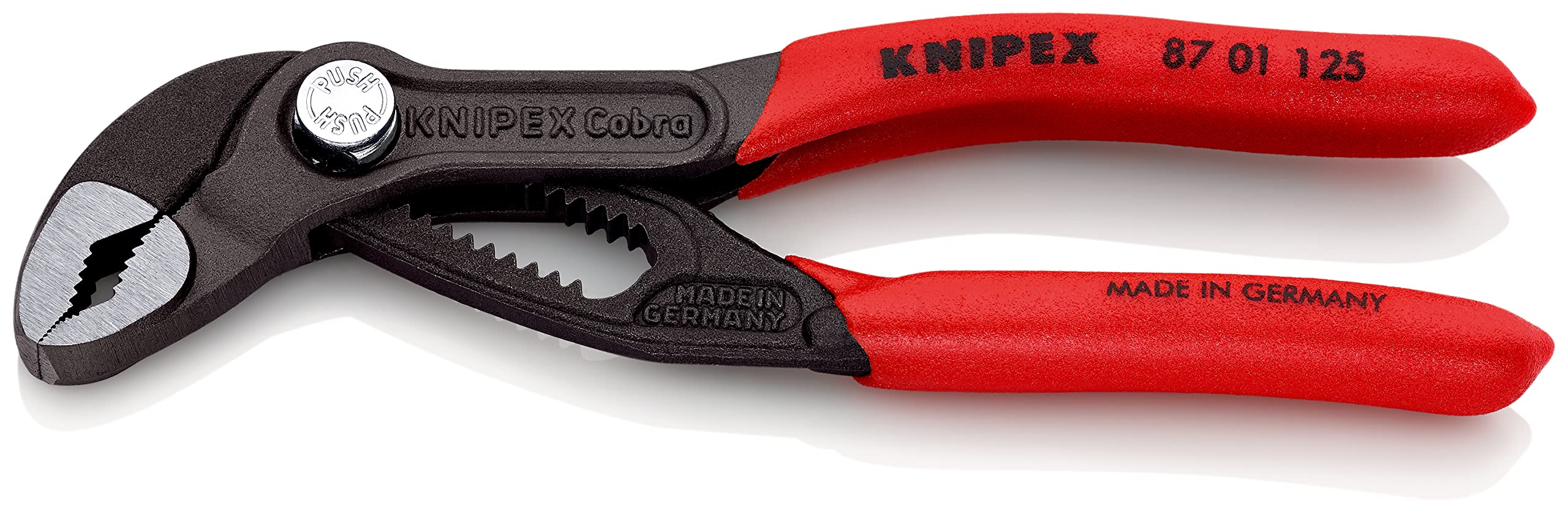 KNIPEX Cobra Hightech-Wasserpumpenzange auf SB-Karte mit rutschhemmendem Kunststoff überzogen 125 mm, 87 01 125 SB