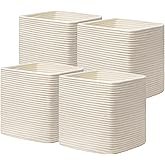 joybest 13x13x13 Inch Cube Storage Bins Set of 4, Cotton Rope Woven Organizer Basket for Shelves, Cube Bin Square Shelves Organizer Closet Storage, Nursery, Toy Organization, Beige