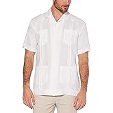Cubavera Men's 100% Linen Four-Pocket Short Sleeve Button-Down Guayabera Shirt