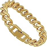 LIFETIME JEWELRY 14mm Diamond Cut Miami Curb Cuban Link Bracelet 24k Gold Plated