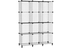 AWTATOS Wire Cube Storage Organizer, Closet Organizers and Storage, Metal 12 Cube Storage Shelves Bookshelf, Portable Closet Clothes Organizer for Bedroom, Home, Office, Black