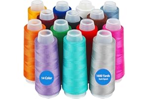 AOFITOA 14 Pack Serger Thread Cones, Assorted Colors Polyester Thread, 40S/2-1800 Yards Overlock Sewing Thread for Sewing,Qui