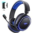 Wireless Gaming Headset, 7.1 Surround Sound, 2.4GHz USB Gaming Headphones with Bluetooth 5.4, 100H Battery, ENC Noise Canceling Mic, RGB Light, Wireless Headset for PC PS5 PS4 Mac Switch (Black-Blue)