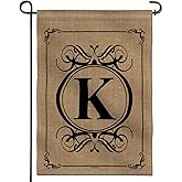 Anley Classic Monogram Letter K Garden Flag, Double Sided Family Last Name Initial Yard Flags - Personalized Welcome Home Decor - Weather Proof & Double Stitched - 18 x 12.5 Inch