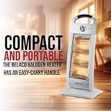 Belaco 1200W Halogen Heater Oscillation Portable Home Office Silver view 3