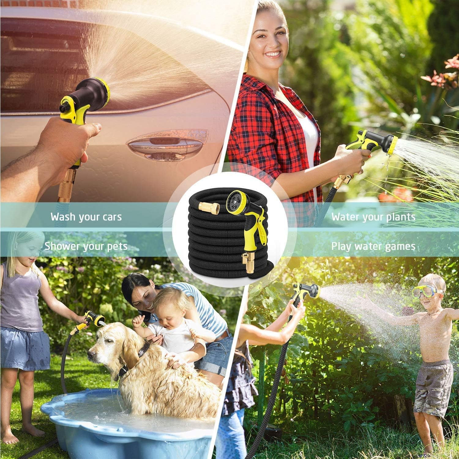 Hermard Garden Hose, Expandable 50FT Water Hose, Flexible Gardening Hose with Brass Connectors, Leakproof No Kink Expanding Lightweight Watering Hoses Pipe …: Home Improvement