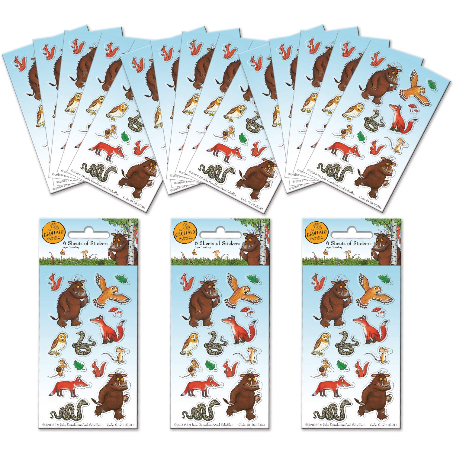 Paper Projects The Gruffalo Party Bag Sticker Bundle (18 Sheets) | Perfect for Children’s Parties and Stocking Fillers | Can be Used for Decoration and Scrapbooking,Blue,12.5cm x 7.5cm