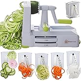 Brieftons 5-Blade Vegetable Spiralizer: Strongest-Heaviest Spiral Slicer, Best Veggie Pasta Spaghetti Maker for Low Carb/Pale