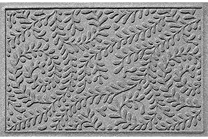 Bungalow Flooring Waterhog Door Mat, 2' x 3' Made in USA, Durable and Decorative Floor Covering, Skid Resistant, Indoor/Outdoor, Water-Trapping, Boxwood Collection, Medium Grey