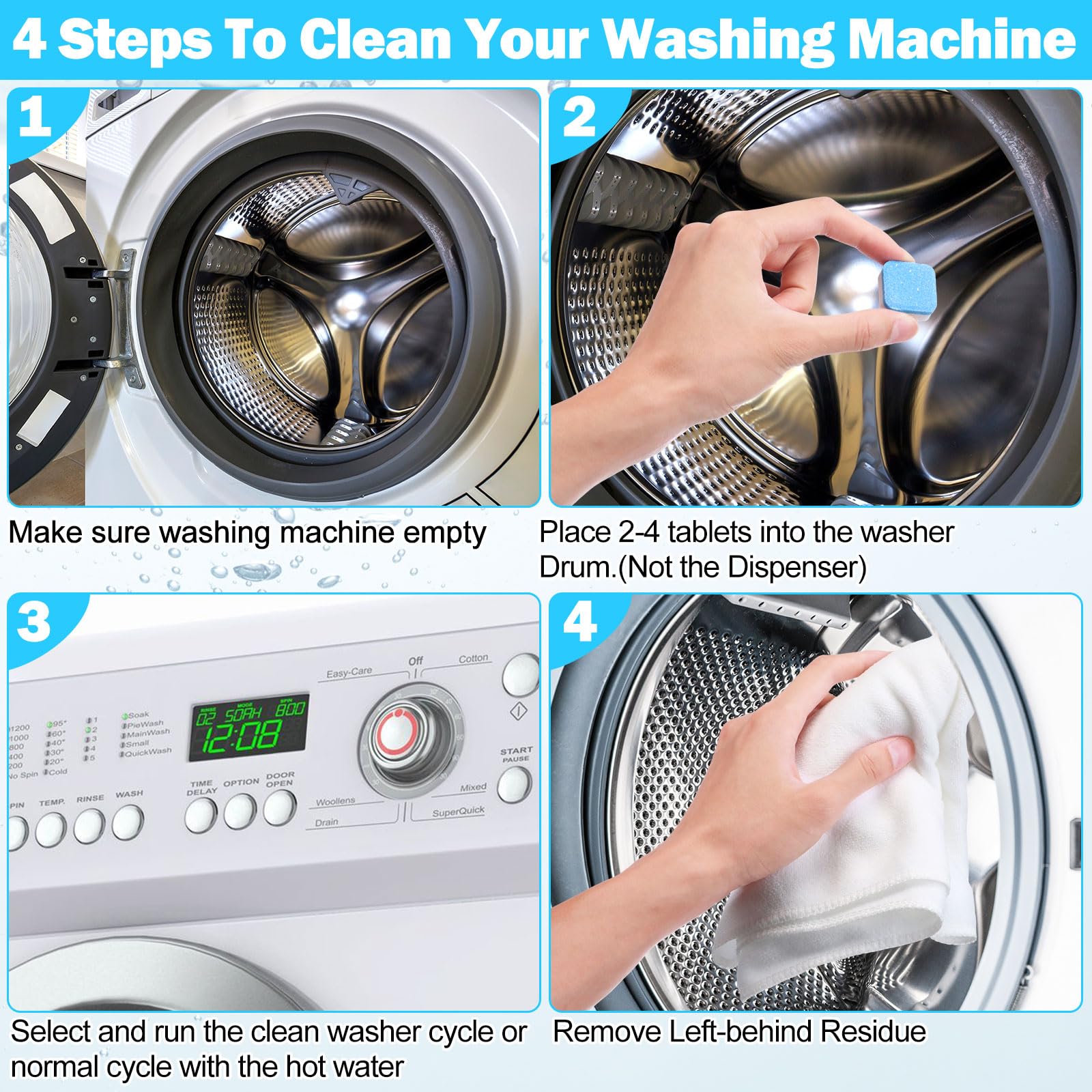 Mua 150 Pcs Washing Machine Cleaner Washing Machine Tablets Deep ...