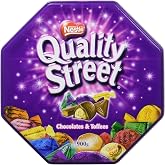 Nestle Quality Street Assorted Chocolate Decorative Metal Tin, 2lb | Individually wrapped milk chocolates, chocolate orange and hazelnut flavors, toffee candy mix, reusable decorative metal tin