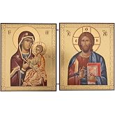 Orthodox Icon Diptych &ndash; Theotokos and Christ Pantocrator &ndash; Byzantine Christian Icons for Home, Prayer Corner, or Travel &ndash; Religious Gift &ndash; 5.3 Inch (Virgin Mary the Guide and Christ Pantocrator)