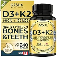 Vitamin D3 K2 - 240 VEGAN Capsules (8 Month Supply, Bulk Size) | 1000 IU D3 (25 mcg) + 120 mcg K2 (MK-7) from Natto Bean for 