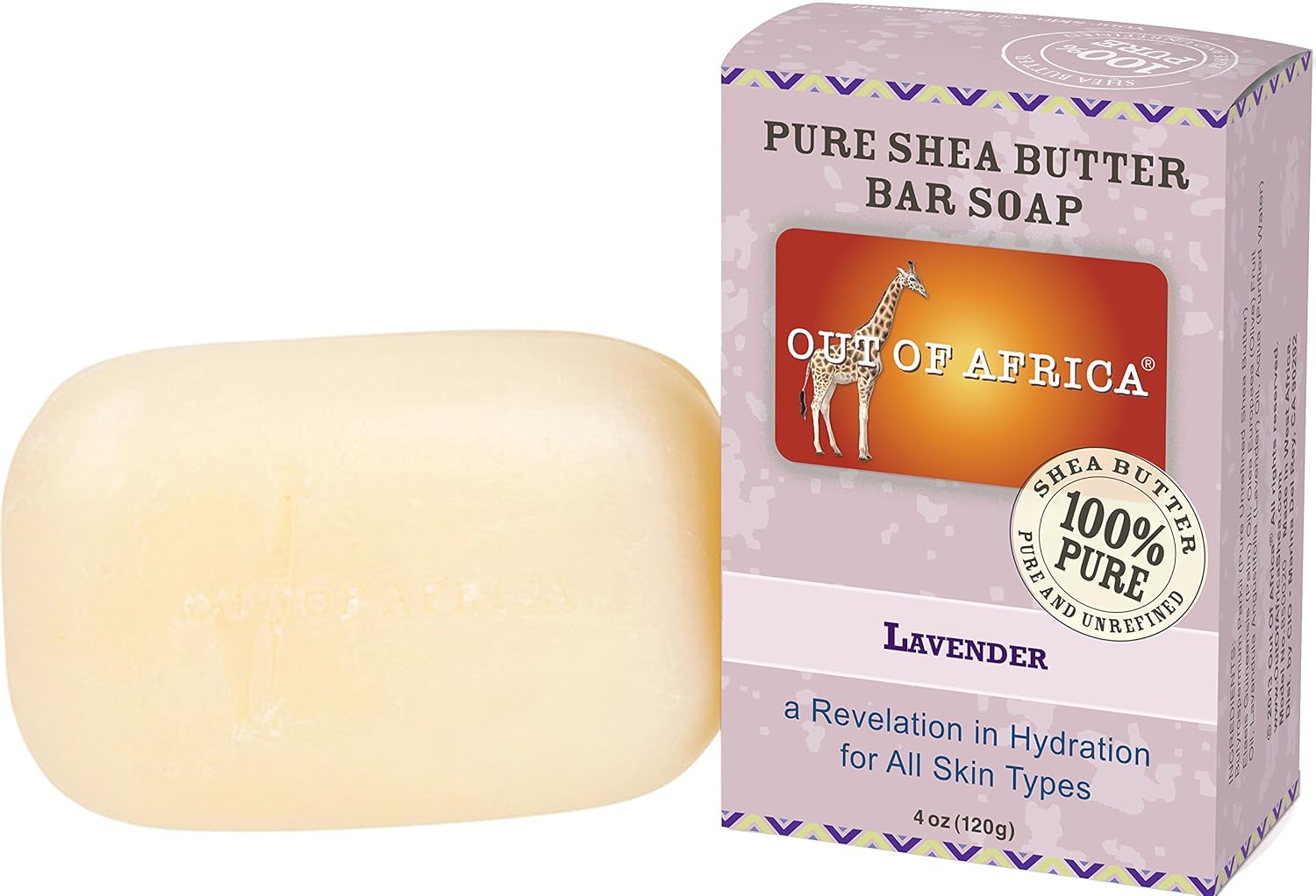 Out Of Africa Lavender Shea Butter Bar Soap, 4-Ounce Boxes (Pack of 4)