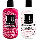 Lu by LatinUs Beauty Rescue Set | Hair Repair Shampoo and Conditioner Set for Dry, Damaged & Color-Treated Hair, Shatavari Infused Glycerin, Daily Repair Hair Products | 12 Fl Oz Each | 2-Pack