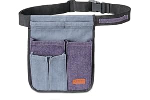 Paxiyu Garden Tool Belt for Men & Women, Denim Slim 4-Pocket Adjustable Garden Apron - Lightweight Utility Belt for Gardening, DIY, Carpenter, Painting, Seamstress, and Crafting Tool Pouch (Purple)