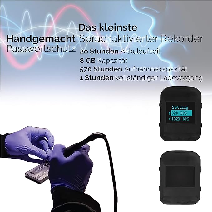 Small Voice Recorder Voice Activated Recording Clear Sound 72 Hours Capacity 20 Hours Battery Life Rubber Casing For The Smallest Dimensions Amazon Co Uk Office Products