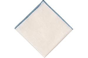Hell Blues Premium Linen Pocket Square for Men, Off-white with Colored Embroidered Edge Mens Pocket Squares