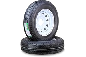 ROCKMAN Trailer Tire Wheel Assembly ST225/75R15 10-Ply E 117M 6 Lug on 5.5" PCD White Spoke Rim,SET 2
