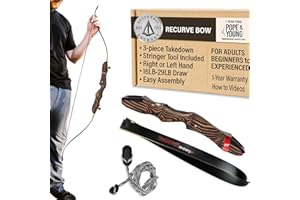 Southwest Archery Tiger Takedown Recurve Bow – Compact Fast Accurate 48”- 62" Target & Frist Bow – Right & Left Hand – Draw Weights in 14-29 lbs – Beginner to Intermediate - USA Company