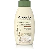 Aveeno Daily Moisturizing Yogurt Body Wash for Dry Skin with Soothing Oat & Vanilla Scent, Gentle Body Cleanser, 12 fl. oz (P