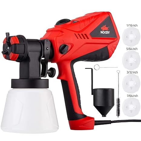 NoCry 1200 ml/min Elektro Lackierpistole - 600 Watt Motor, Farbsprühsystem mit verstellbarem Luft- und Farbfluss, 1000 ml Beh