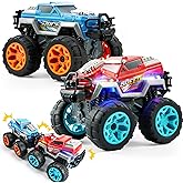 Jova Vroomix 2 Pack Smash & Bump Monster Truck Toys, Crashing Cars with Crash Sounds and Flashing Lights for Toddler Toys Age 3 4 5 6 7 Boy Easter Basket Stuffers Birthday Gifts