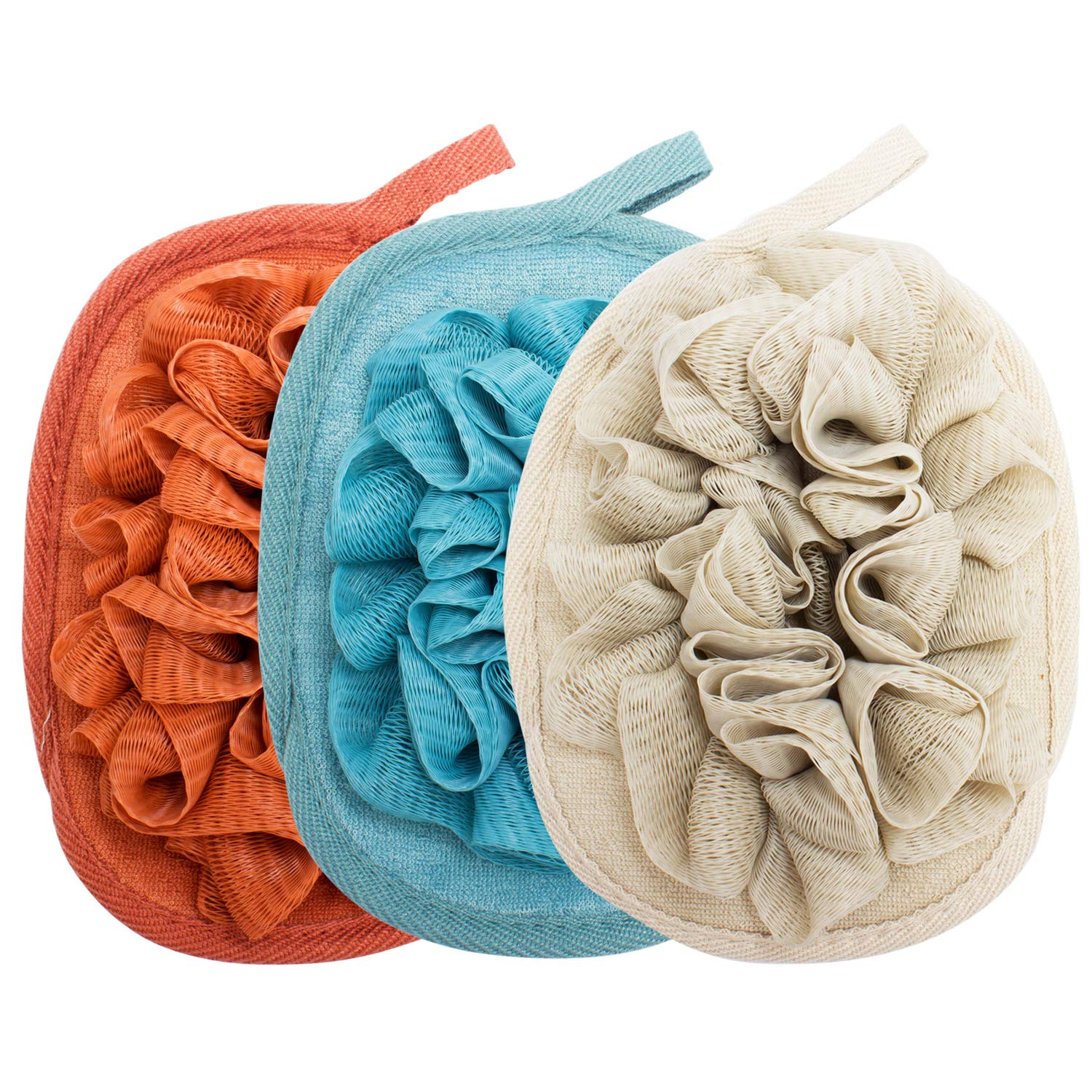 Amariver 3 Pack Bath Loofah Body Sponge Brushes Pouf Bath Mesh Brush Bath Shower Glove with flower Bath Ball: Beauty