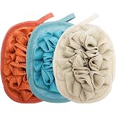 Amariver 3 Pack Body Sponge Brushes Pouf Mesh Brush Shower Glove with Flower Bath Ball