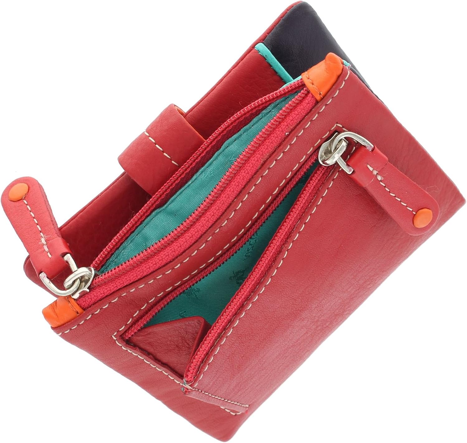 VISCONTI Mimi Collection Mojito Compact Multicoloured Leather Purse M77 Red Multi - Image 3