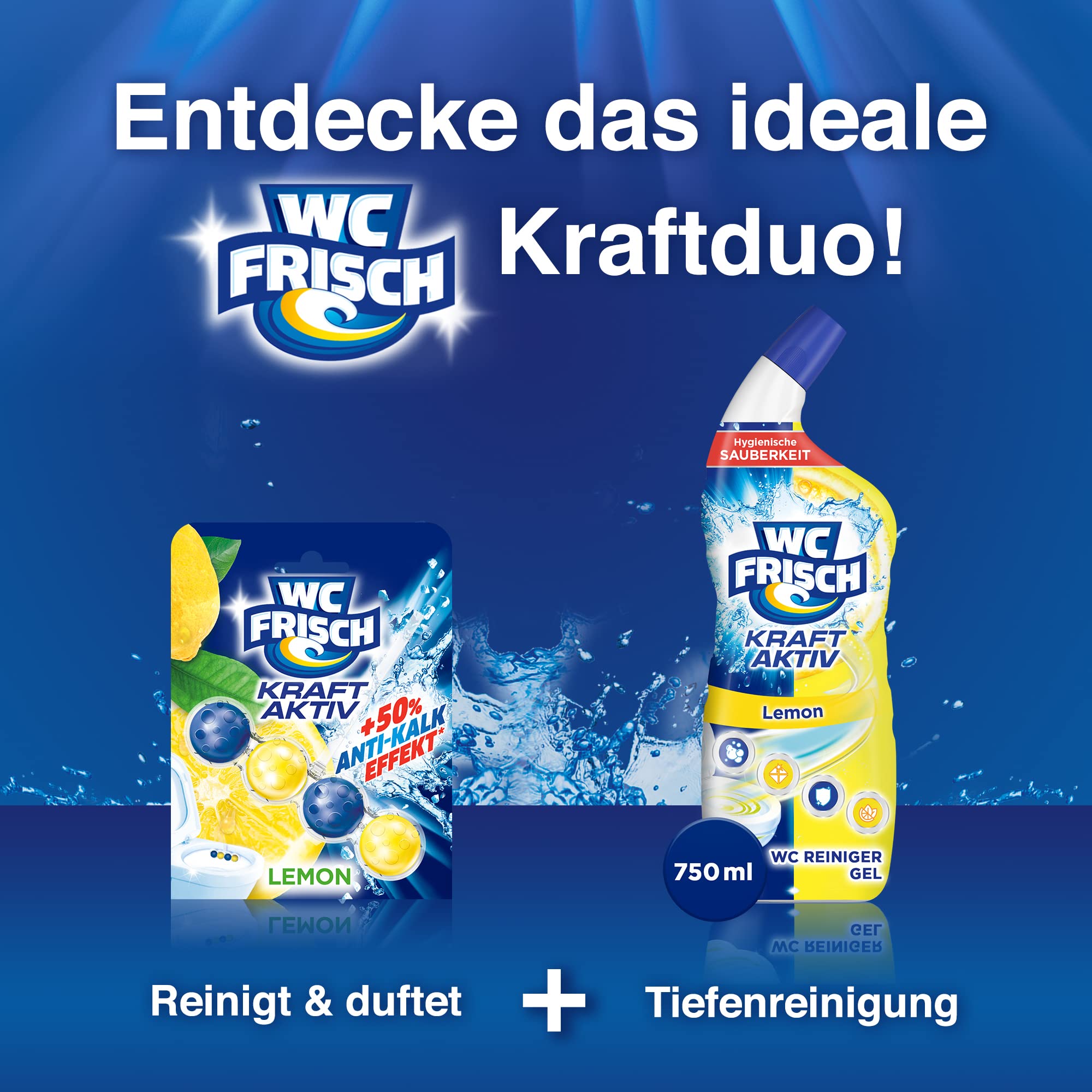 WC-Frisch WC Reiniger Gel Lemon (750 ml), WC Reiniger mit Lufterfrischer-Effekt, Toilettenreiniger sorgt für hygienische Frische, mit 4-fach Aktivstoff-Kombination 9