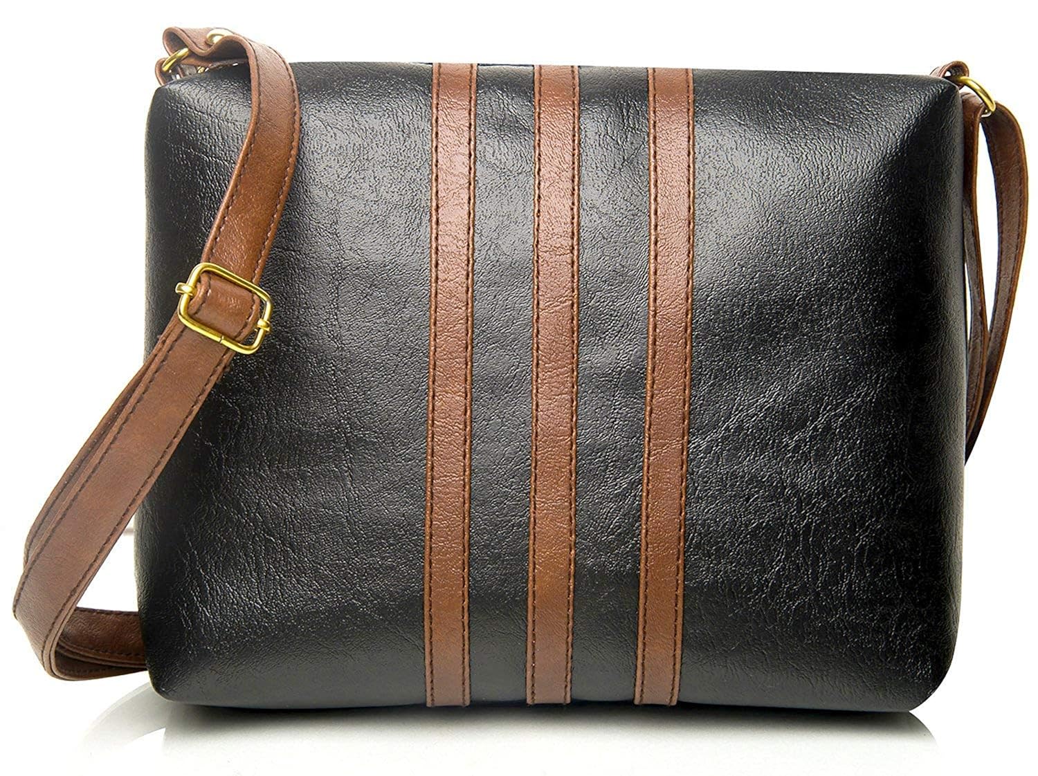 jfc girls multi color pu sling bag(-jbr08-brown strip-sling)