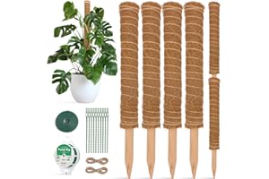 JOYSEUS 51.5 Inches Moss Poles for Climbing Plants, 4 Pack 17 Inches Coir Monstera Totem Poles for Indoor Plant Support, Monstera Deliciosa, Sphagnum, Pothos and Other Indoor Plants