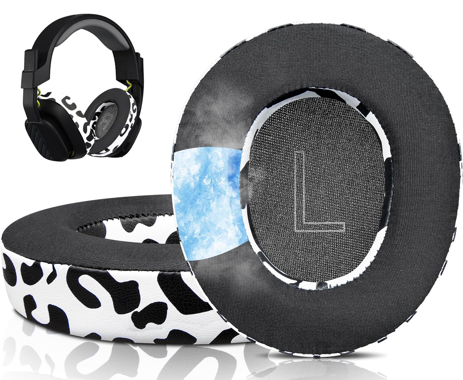 SOULWIT Cooling-Gel Replacement Earpads for Astro A10 Gen 2 Wired Headset, Ear Pads Cushions with Durable Ice Silk Fabric, Comfort Noise Isolation Foam - Snow Leopard