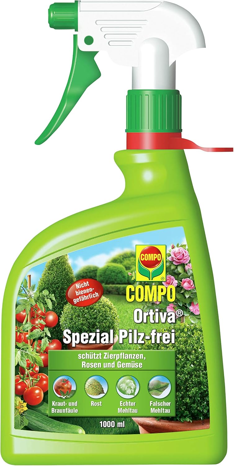 COMPO Ortiva Spezial Pilz-frei AF, Bekämpfung von Pilzkrankheiten an Zierpflanzen, Ziergehölzen und Gemüse, Anwendungsfertig, 1 Liter