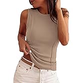 PRETTYGARDEN Sleeveless Tops for Women 2026 Summer Ribbed Tank Top Fitted Shirts Basic Tees Cute Spring Going Out Y2k Clothes