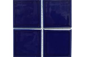 Fujiwa Porcelain Swimming Pool Waterline Tile - VIP-713 COBALT BLUE 3" X 3" 1.08 SQ FT Sheet, Pack of 2,