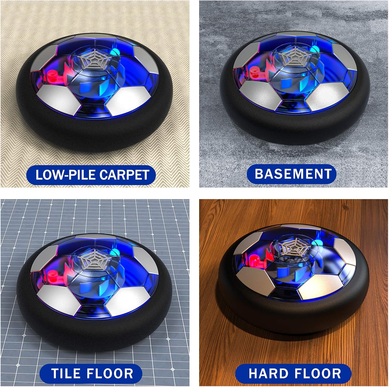 Hover Soccer Ball Boy Toys, Rechargeable Air Soccer Indoor Floating Soccer Ball with LED Light and Upgraded Foam Bumper Perfect Birthday Christmas Gifts for Kids Toddler Girls: Toys & Games