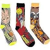 Hyp Guardians of the Galaxy Groot Star Lord Rocket Marvel Comics Men's Crew Socks 3 Pair Pack