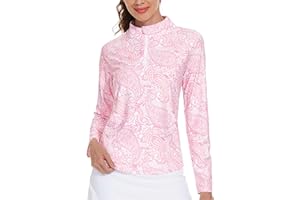 M MOTEEPI Womens Golf Shirt Long Sleeve Athletic Quarter Zip Pullover Sun Protection with Pocket