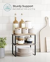 SONGMICS Spice Rack Set of 2 Expandable Kitchen Shelf Organisers Black Heather view 4