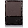 Timberland Men's Canvas & Leather Trifold Wallet, Charcoal, One Size