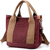Handbag for Women Multi-Pockets, Canvas Tote Shoulder Bags with Zipper, Satchel Hobo Bag for Travel Work