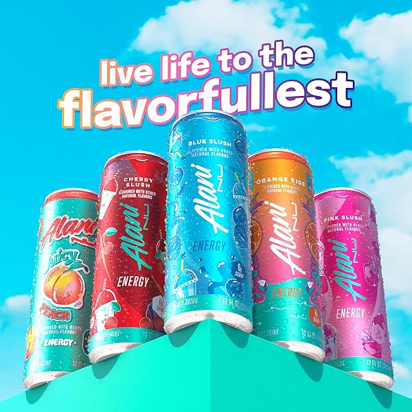 ALANI NU BLUE SLUSH, SUGAR FREE, LOW CALORIE ENERGY DRINKS, 200MG CAFFEINE, BIOTIN, B VITAMINS, ZERO SUGAR, 10 CALORIES, 12 FL OZ CANS, 12 PACK