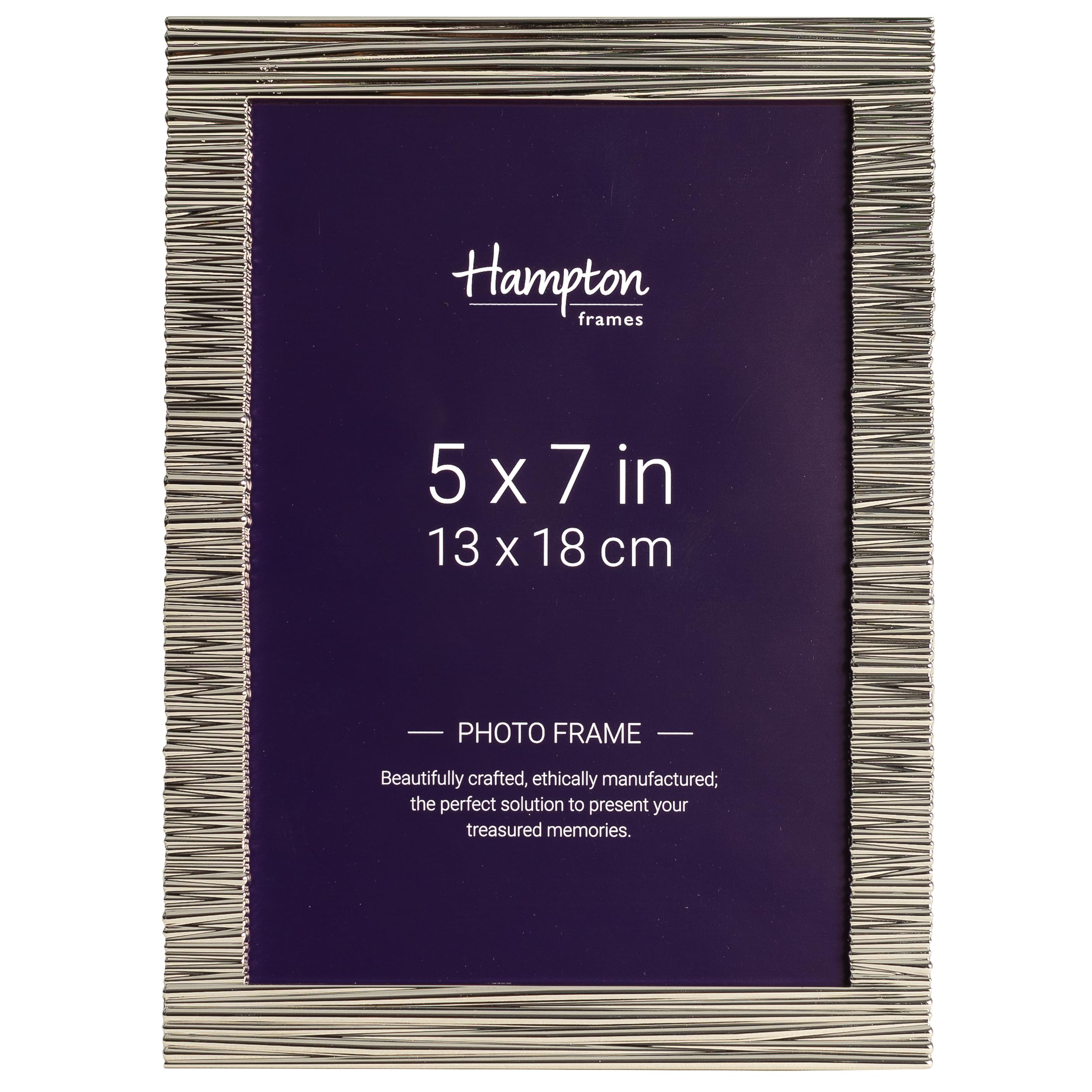 Hampton Frames YENNEFER 5x7 (13x18cm) Silver Contoured Photo Frame Glass YEN59957N