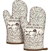 Slohif Funny Oven Mitt Heat Resistant for Women - 2 Pack Brown Cute Novelty Cool Kitchen Oven Mittens with 100% Cotton for Baking and Cooking Accessories