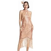 BABEYOND 1920s Flapper Dress Long Fringed Gatsby Dress Vintage Art Deco Dress